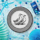 Ganzen Gingham Papieren Bordje (Feest)