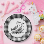 Ganzen Gingham Papieren Bordje (Feest)