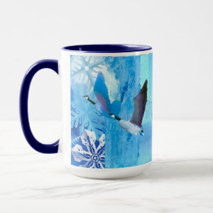 Ganzen in Blauwe Sneeuwvlokken Mok