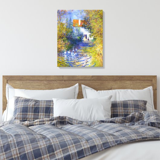 Ganzen in de Creek Claude Monet Fine Art Canvas Afdruk (Insitu (Slaapkamer))