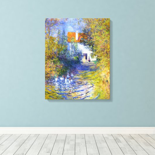 Ganzen in de Creek Claude Monet Fine Art Canvas Afdruk (Insitu (Houten vloer))