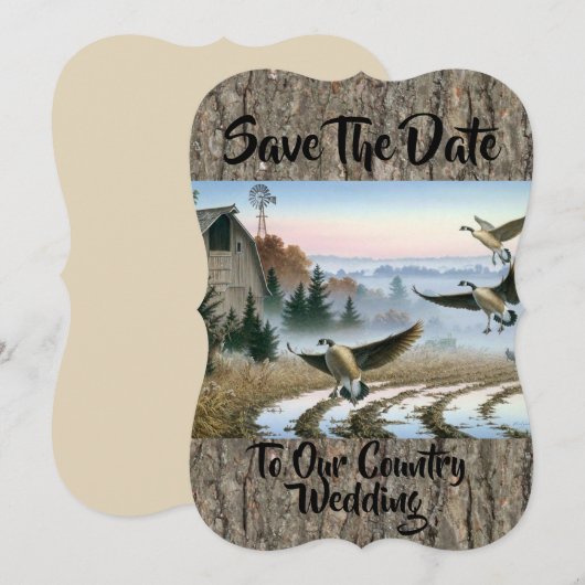 ganzen in het Boerderij Save The Date (Voorkant / Achterkant)
