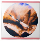 Ganzen in Mauve Tegeltje (Voorkant)