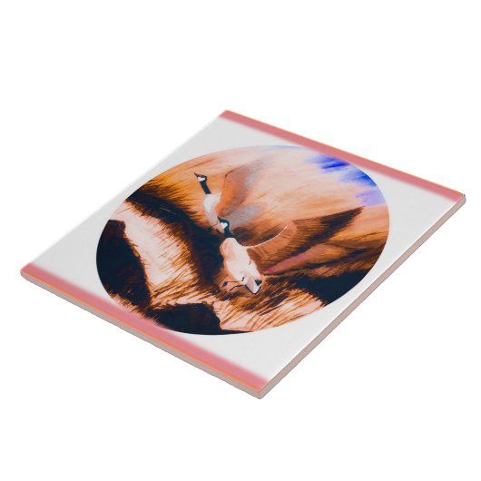 Ganzen in Mauve Tegeltje (Zijkant)