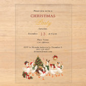 Ganzen Luxe Kerstfeest Acryl Uitnodigingen (Voorkant)
