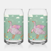 Ganzen Meisjes | Whimsical Volkskunst Eendenduo Blikvorm Glas (Voorkant)