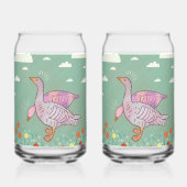 Ganzen Meisjes | Whimsical Volkskunst Eendenduo Blikvorm Glas (Achterkant)