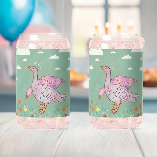 Ganzen Meisjes Whimsical Volkskunst Eendenduo Blikvorm Glas