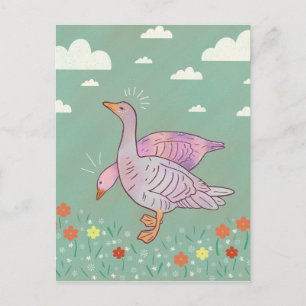Ganzen Meisjes Whimsical Volkskunst Eendenduo Briefkaart