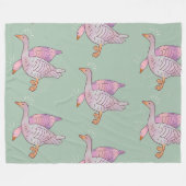 Ganzen Meisjes | Whimsical Volkskunst Eendenduo Fleece Deken (Voorkant (Horizontaal))