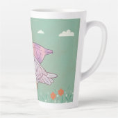 Ganzen Meisjes | Whimsical Volkskunst Eendenduo Latte Mok (Rechts)
