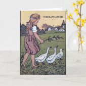 Ganzen naar huis Nederlands wenskaart Kaart (Gele Bloem)