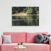 Ganzen op het Afbeelding van het meer Canvas Afdruk (Insitu (Woonkamer))