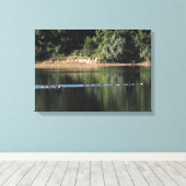 Ganzen op het Afbeelding van het meer Canvas Afdruk (Insitu (Houten vloer))