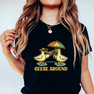 Ganzen Rond; Schattig Dierenwoordspeling Zomer Dam T-shirt