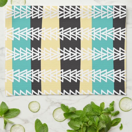 Ganzen vliegen over turbulentie, geel en zwart theedoek (Gevouwen)