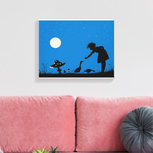 Ganzen voeren om middernacht canvas afdruk (Insitu (Woonkamer))