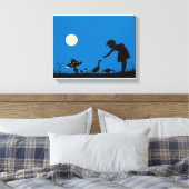 Ganzen voeren om middernacht canvas afdruk (Insitu (Slaapkamer))