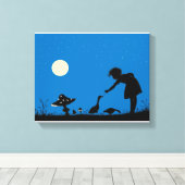 Ganzen voeren om middernacht canvas afdruk (Insitu (Houten vloer))