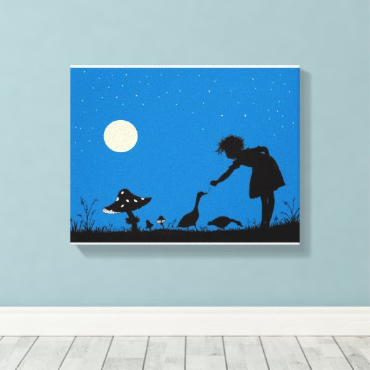 Ganzen voeren om middernacht canvas afdruk (Insitu (Houten vloer))