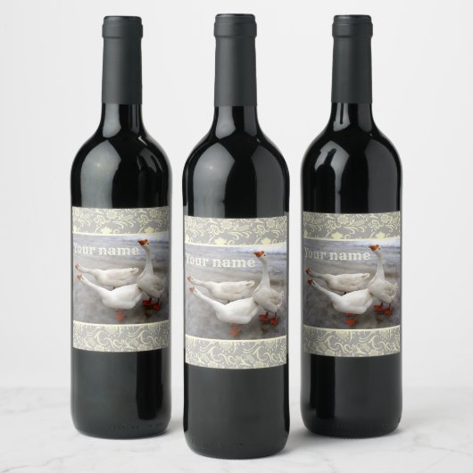 Ganzen zijn grappig wijn etiket (Flessen)