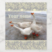 Ganzen zijn grappig wijn etiket (Enkel label)