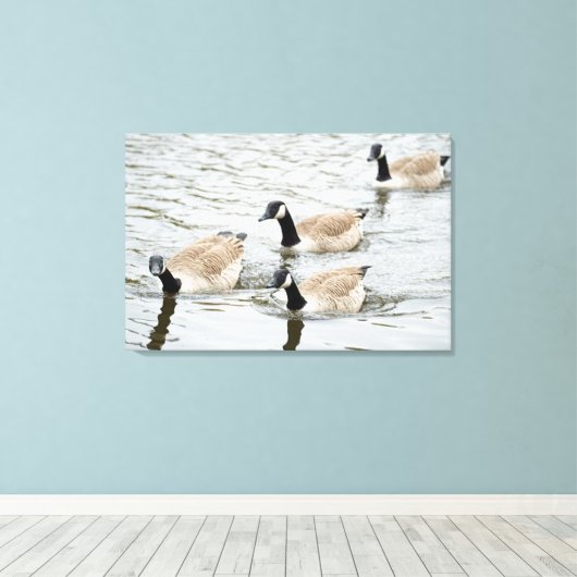 Ganzen zwemmen canvas afdruk (Insitu (Houten vloer))