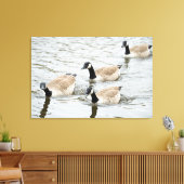 Ganzen zwemmen canvas afdruk (Insitu (Woonkamer))