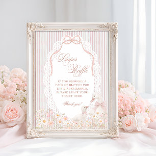 Ganzenbloem Kant Meisje Baby Shower Luier Raffle Poster
