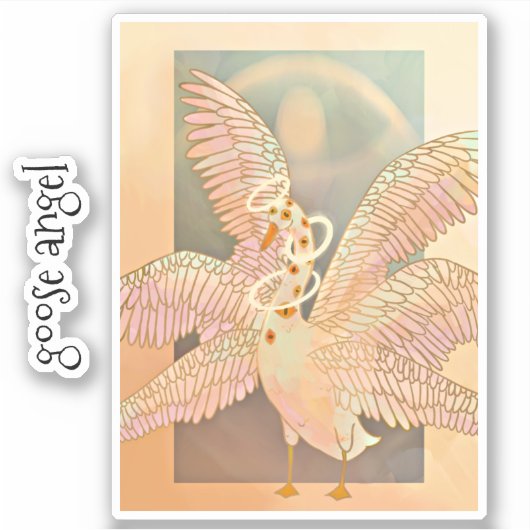 Ganzenengel tekening met vleugels sticker (Voorkant)