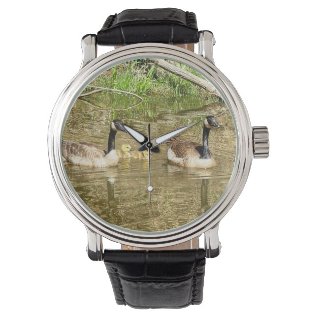 Ganzenfamilie Canada Horloge (Voorkant)