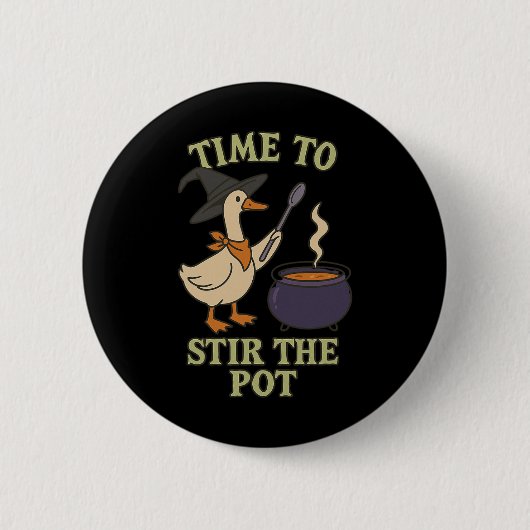 Ganzenheks Halloween tijd om de pot cauldro te roe Ronde Button 5,7 Cm (Voorkant)