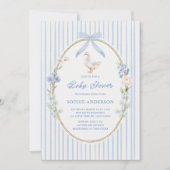 Ganzenhuisje Blauwe Baby Shower Kaart (Voorkant)