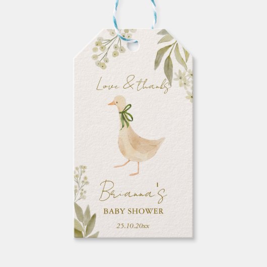 Ganzenkwekerij rijmt baby shower gunst cadeaulabel (Voorkant)