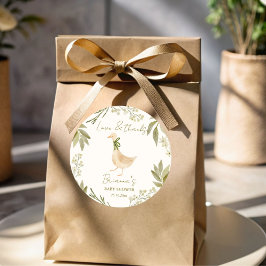 Ganzenkwekerij rijmt baby shower gunst ronde sticker