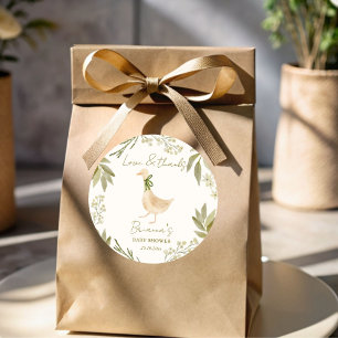 Ganzenkwekerij rijmt baby shower gunst ronde sticker