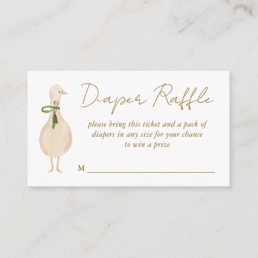 Ganzenkwekerij rijmt baby shower luierverloting informatiekaartje (Voorkant)