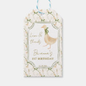 Ganzenkwekerij rijmt verjaardagsfeestje gunst cadeaulabel (Voorkant)