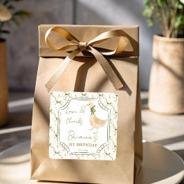 Ganzenkwekerij rijmt verjaardagsfeestje gunst vierkante sticker