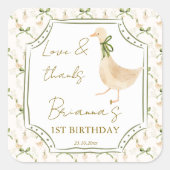 Ganzenkwekerij rijmt verjaardagsfeestje gunst vierkante sticker (Voorkant)