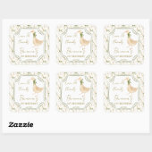 Ganzenkwekerij rijmt verjaardagsfeestje gunst vierkante sticker (Vel)