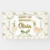 Ganzenkwekerij rijmt vrolijk verjaardagsfeestje spandoek (Horizontaal)