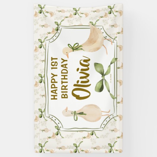 Ganzenkwekerij rijmt vrolijk verjaardagsfeestje spandoek (Verticaal)