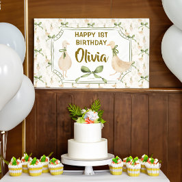 Ganzenkwekerij rijmt vrolijk verjaardagsfeestje spandoek