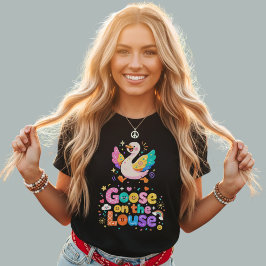 Ganzenluis Kleurrijke Kawaii Doodle Typografie T-shirt