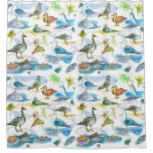 Ganzenmeeuwen Ducks Ducks Duiven Kust Vogels Douchegordijn (Voorkant)