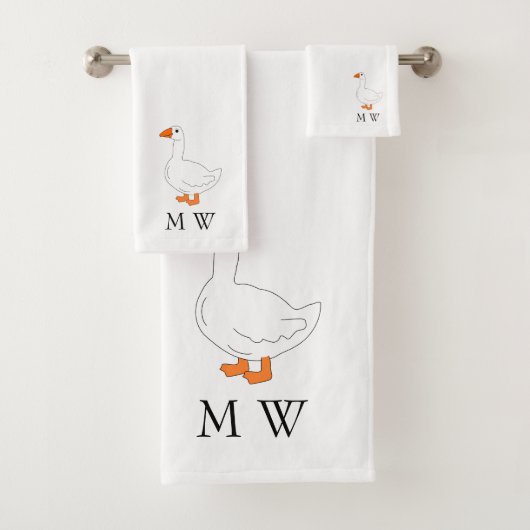 Ganzenontwerp met monogram bad handdoek (Insitu)