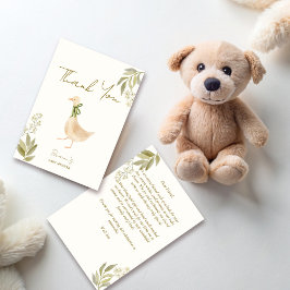 Ganzenpeuterrijmpjes baby shower bedankkaart