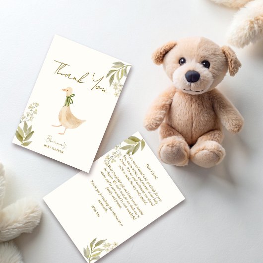 Ganzenpeuterrijmpjes baby shower bedankkaart