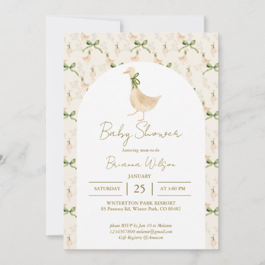 Ganzenpeuterrijmpjes baby shower kaart (Voorkant)